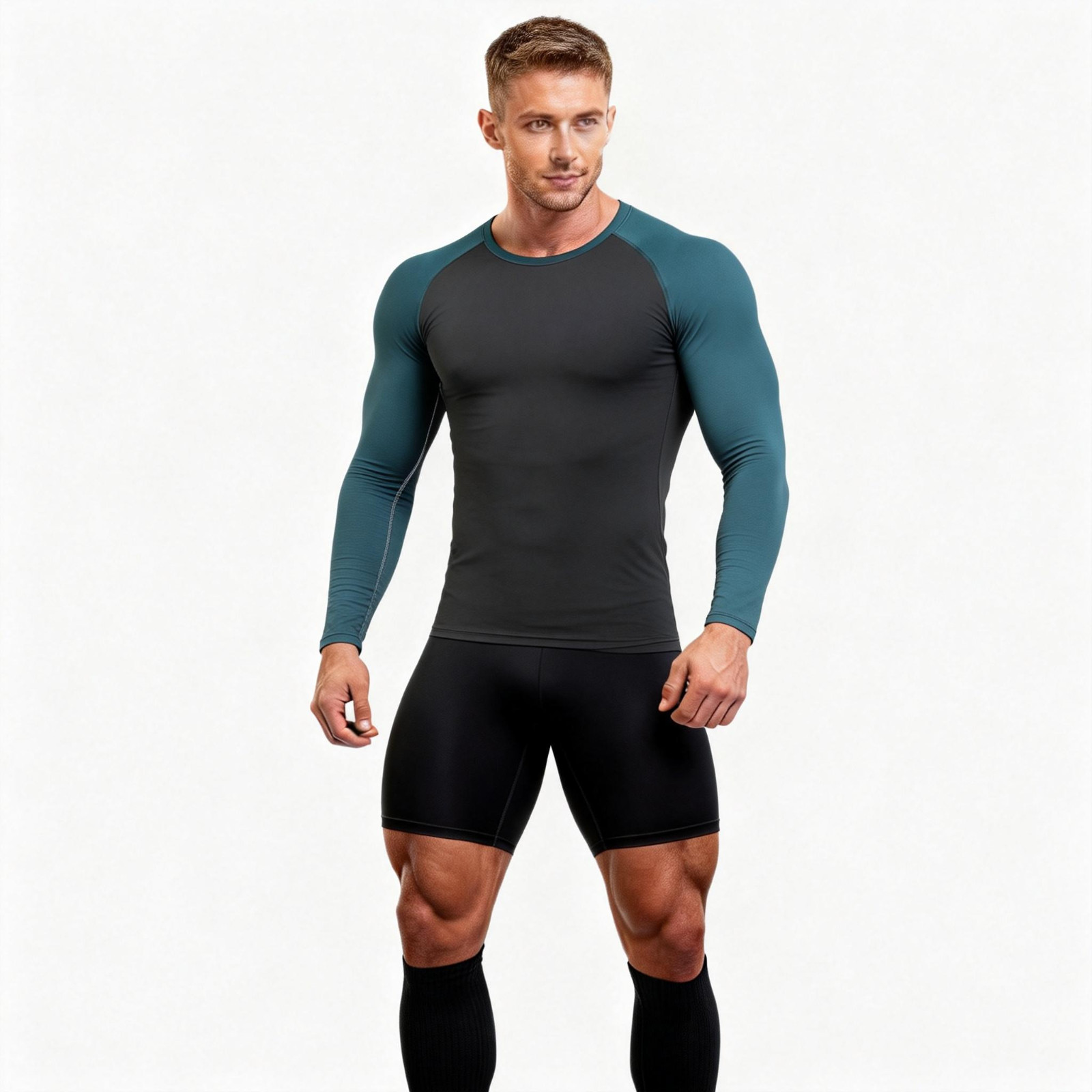4 Colors Athletic Long Sleeve Compression Shirts Dry Fit Sports Gym Shirts