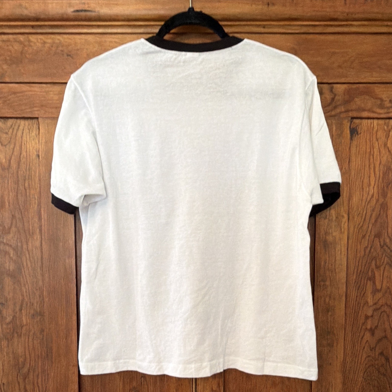 Poison Ruin cropped Graphic Ringer T-Shirt White/Black/Blue M Crew Neck