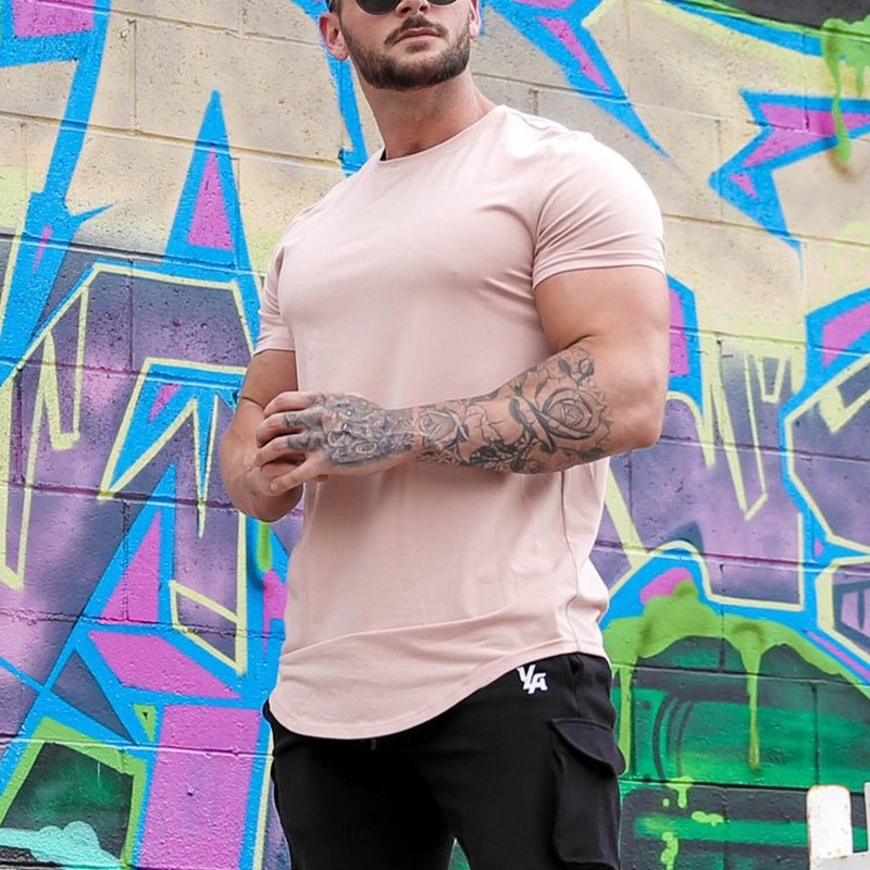 Sport Fitness T-shirt Men Bodybuilding Short Sleeve Workout Shirt Training Sp