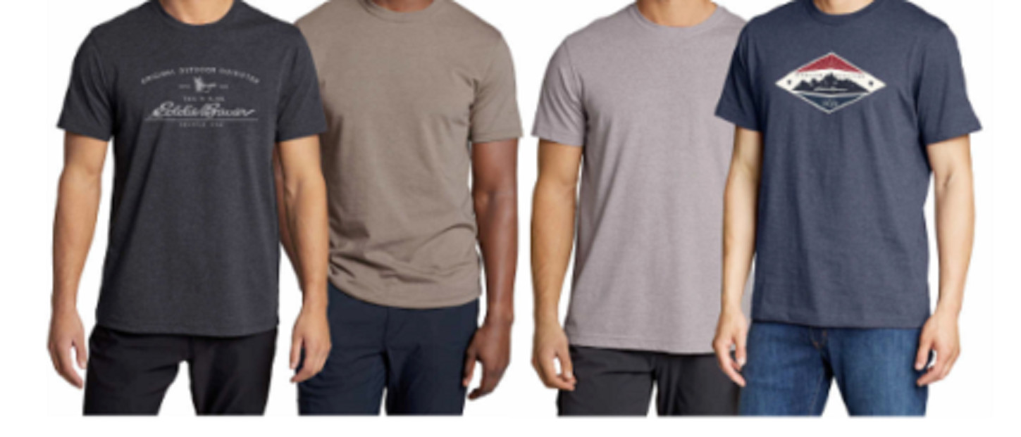 NEW Eddie Bauer Men’s 2-Pack Ultra Soft Graphic Crew Tee T-Shirts Great Gift NWT
