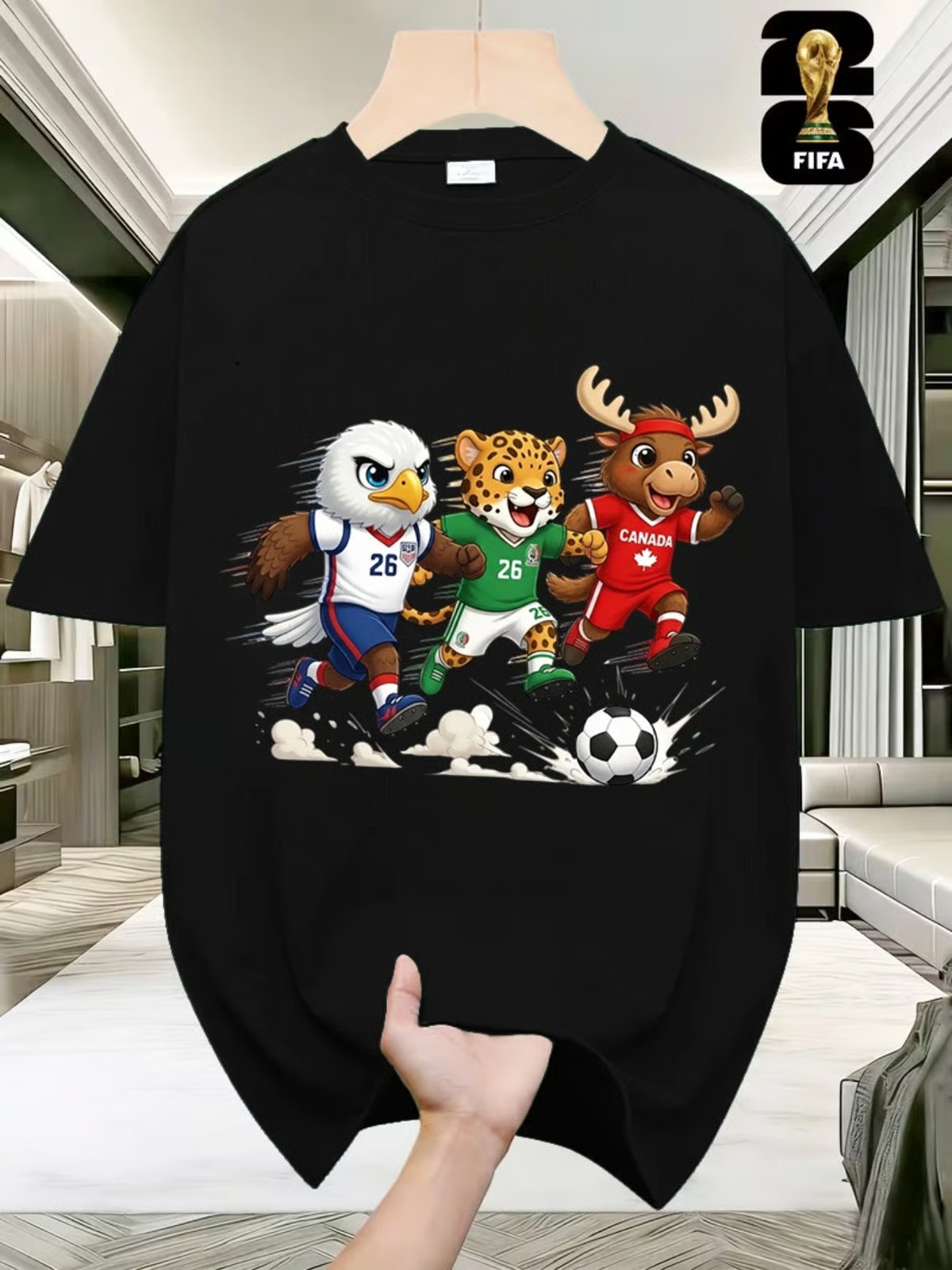 Men’s FIFA 2026 World Cup Mascot T-Shirt – Official Mascot Print & Vibrant Str