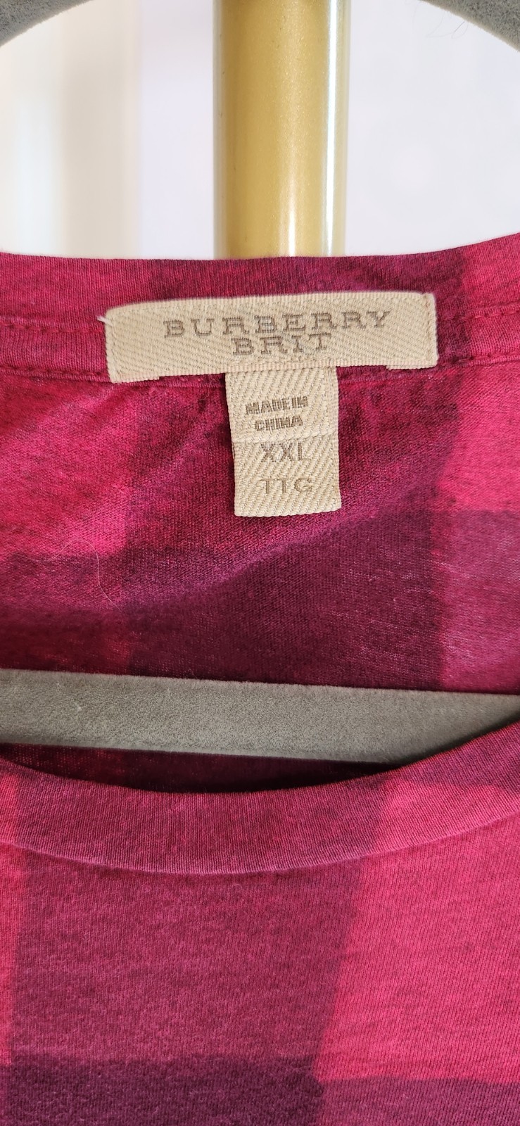 Burberry Brit T-shirt Ombre Nova Check Men’s Red XXL Authentic