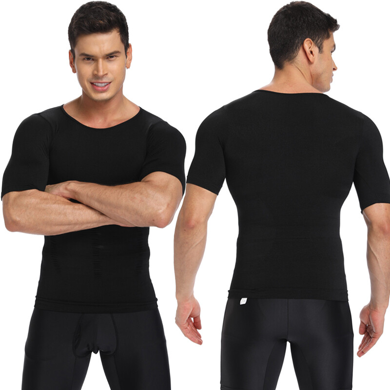 Men’s Compression Shirt Tops Slimming Tummy Control Body Shaper Abs Abdomen Vest