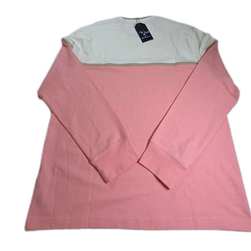 BEN SHERMAN – MEN’S L – PINK LONG SLEEVE CREW NECK COTTON BLEND SHIRT NWT