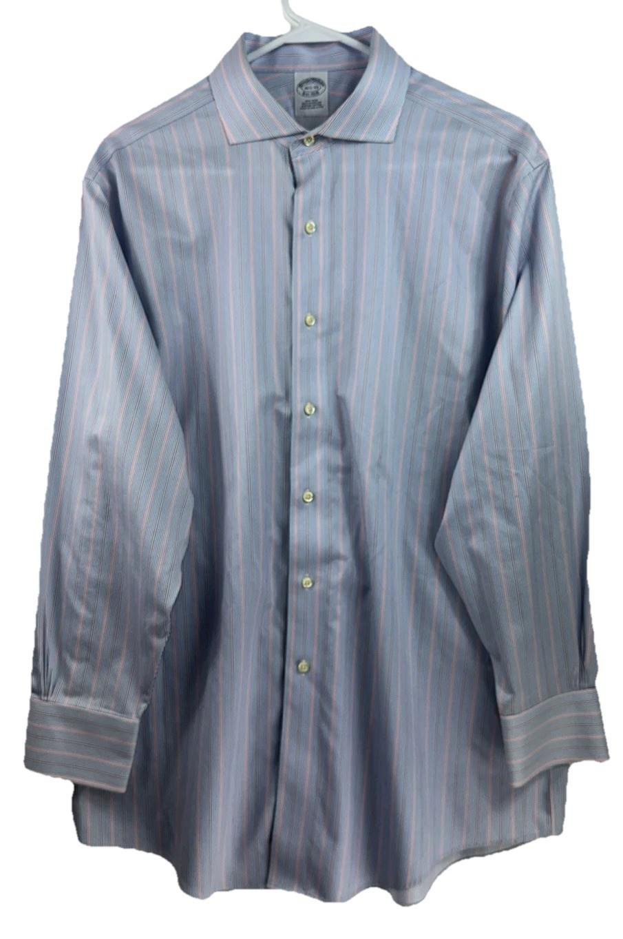 Brooks Brothers Classic 16.5 33 Blue White Striped Non-Iron Supima Cotton Shirt