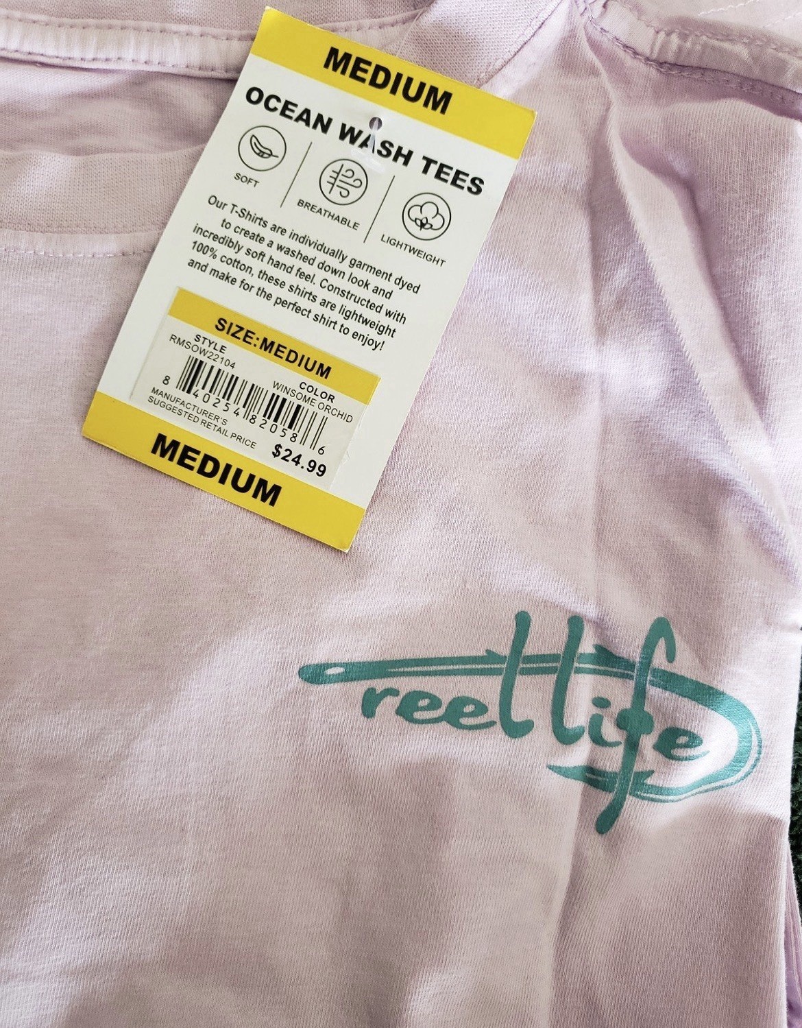 Reel Life Men’s Medium T Shirt Short Sleeve Marlin Ocean Washed Pink Tee Lot A