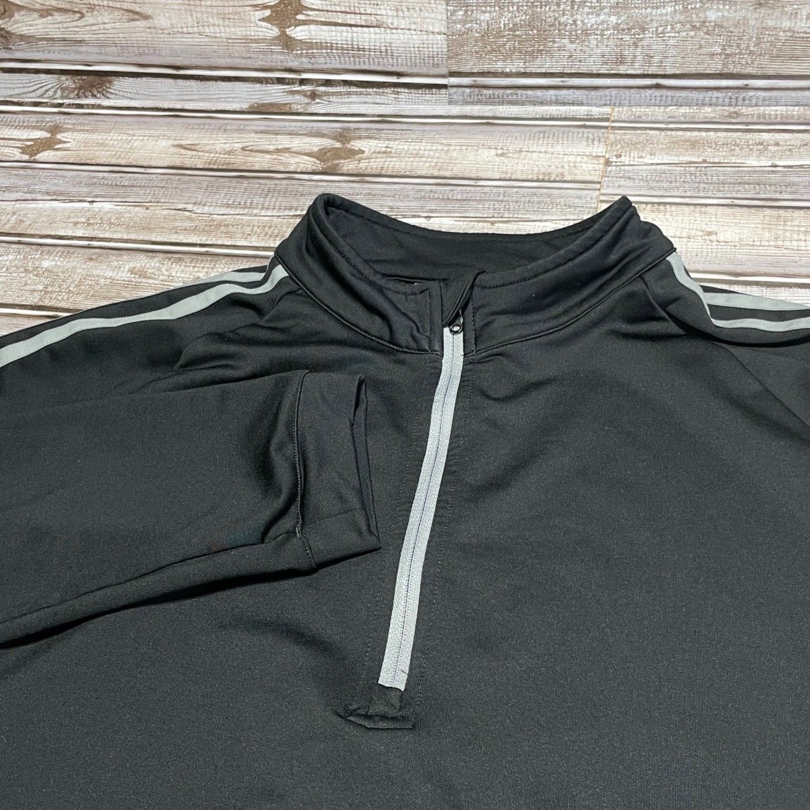 Adidas Men’s Pullover Black Gray 1/4 Zip Long Sleeve Athletic Golf Size Large
