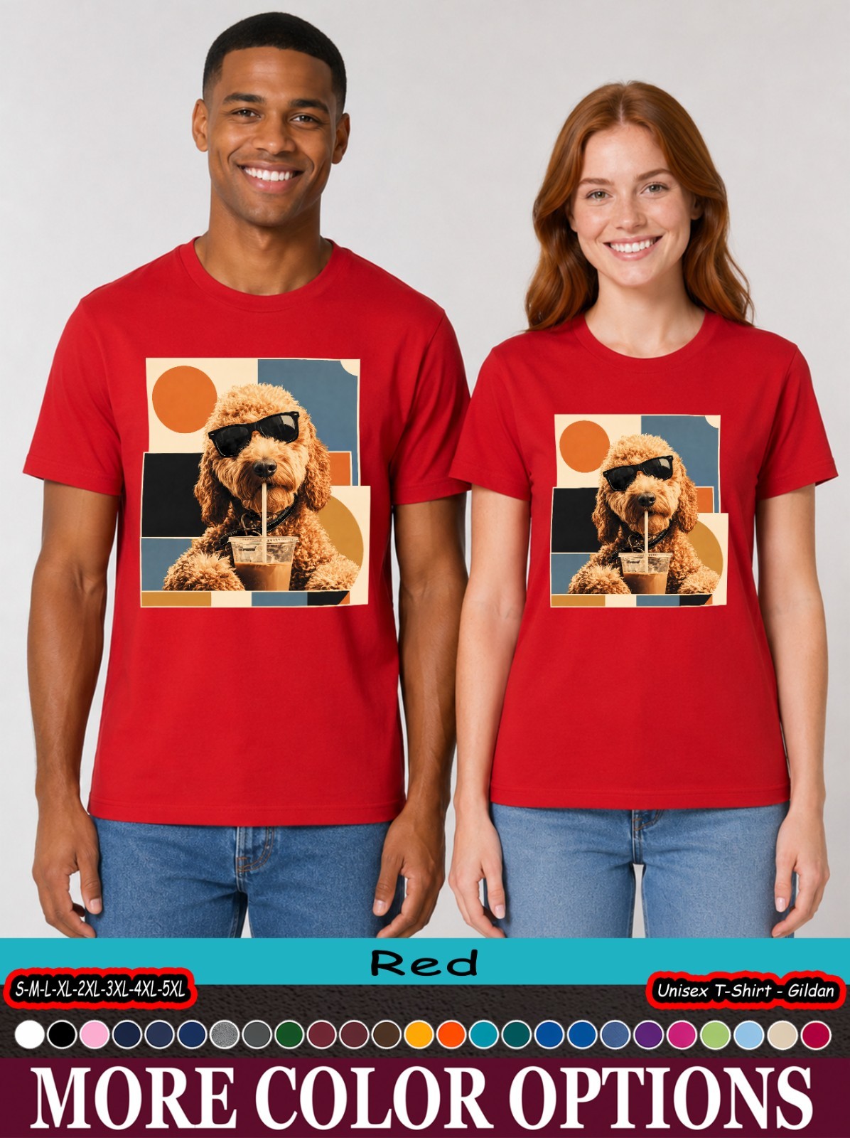 Goldendoodle Iced Coffee Shirt, Dog Sunglasses Pup Graphic Tee-tien