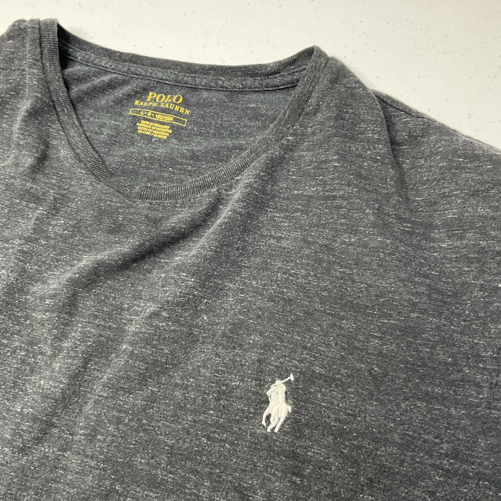 Polo Ralph Lauren Shirt Men Sz L Crewneck Short Sleeve Tee Charcoal Gray Pony