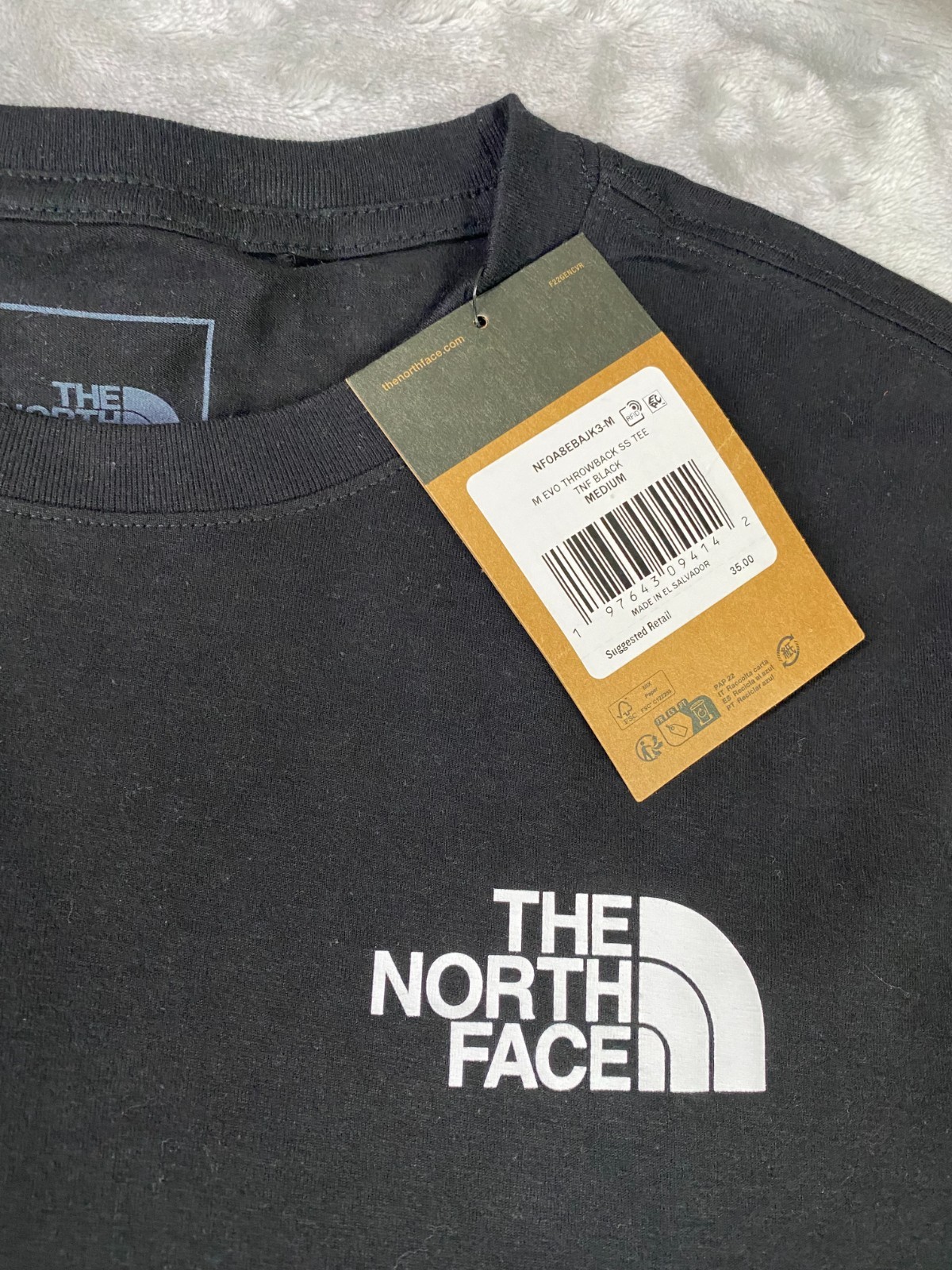 The North Face Throwback Graphic Tee Men Med Black NWT Back Logo NF0A8EBAJK3-M