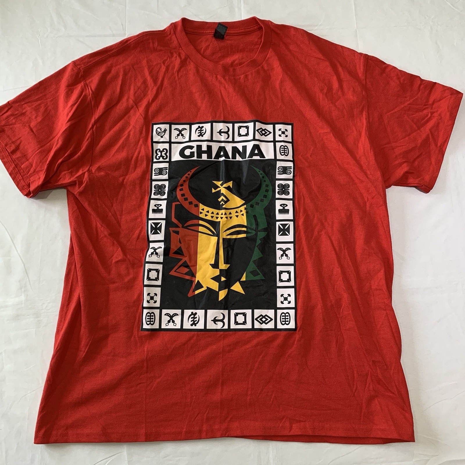 Gildan Mens Ghana Red T-Shirt XL Africa Country