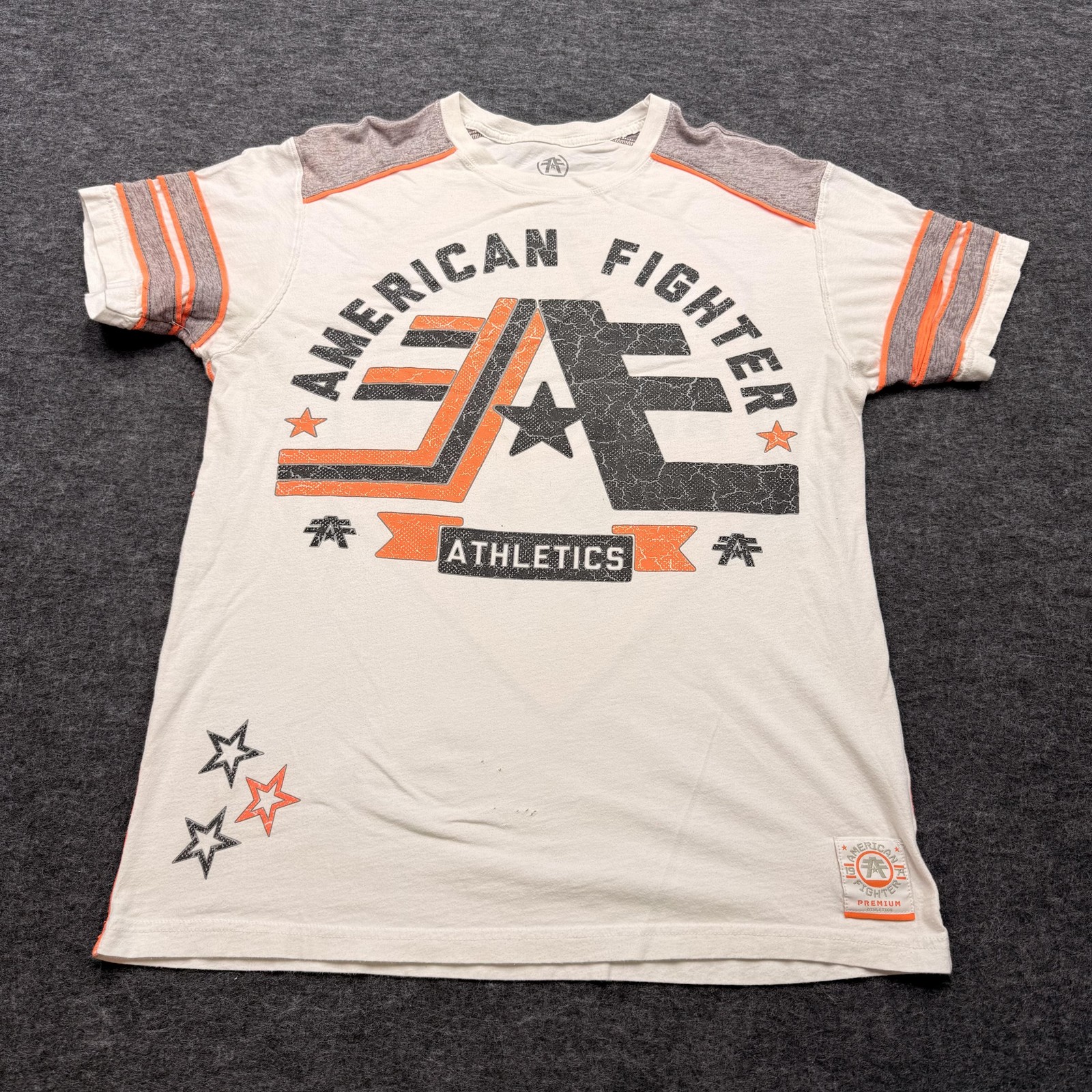 American Fighter Shirt Mens XL White Athletics Logo Double Sided Graphic Tee