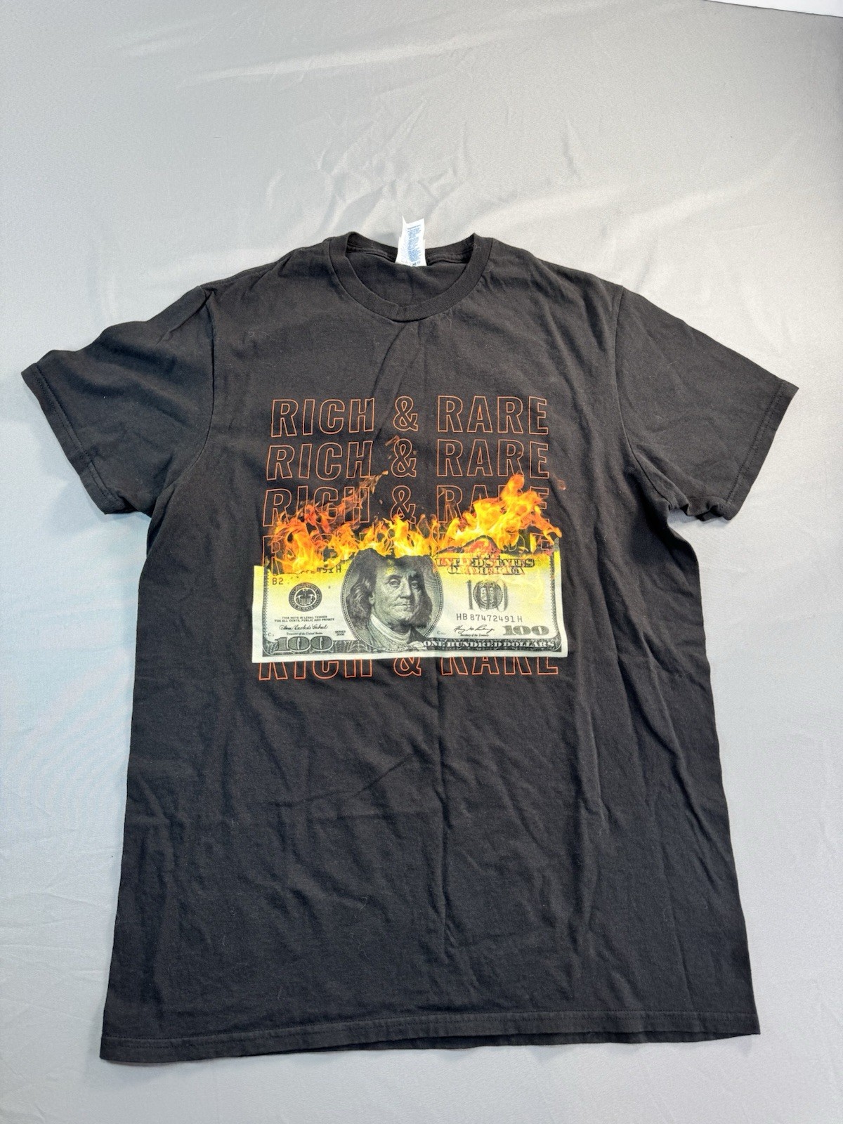 Delta Soft Rich & Rare T Shirt Black Mens Size Medium Graphic Print Money