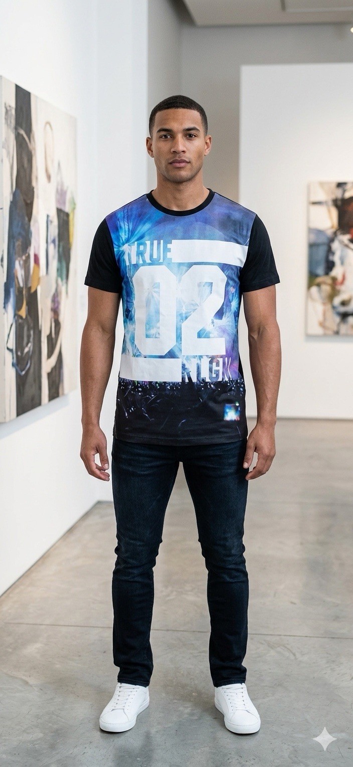 $79 TRUE RELIGION Black CONCERT SUBLIMATION Short Sleeve Graphic T-shirt NWT