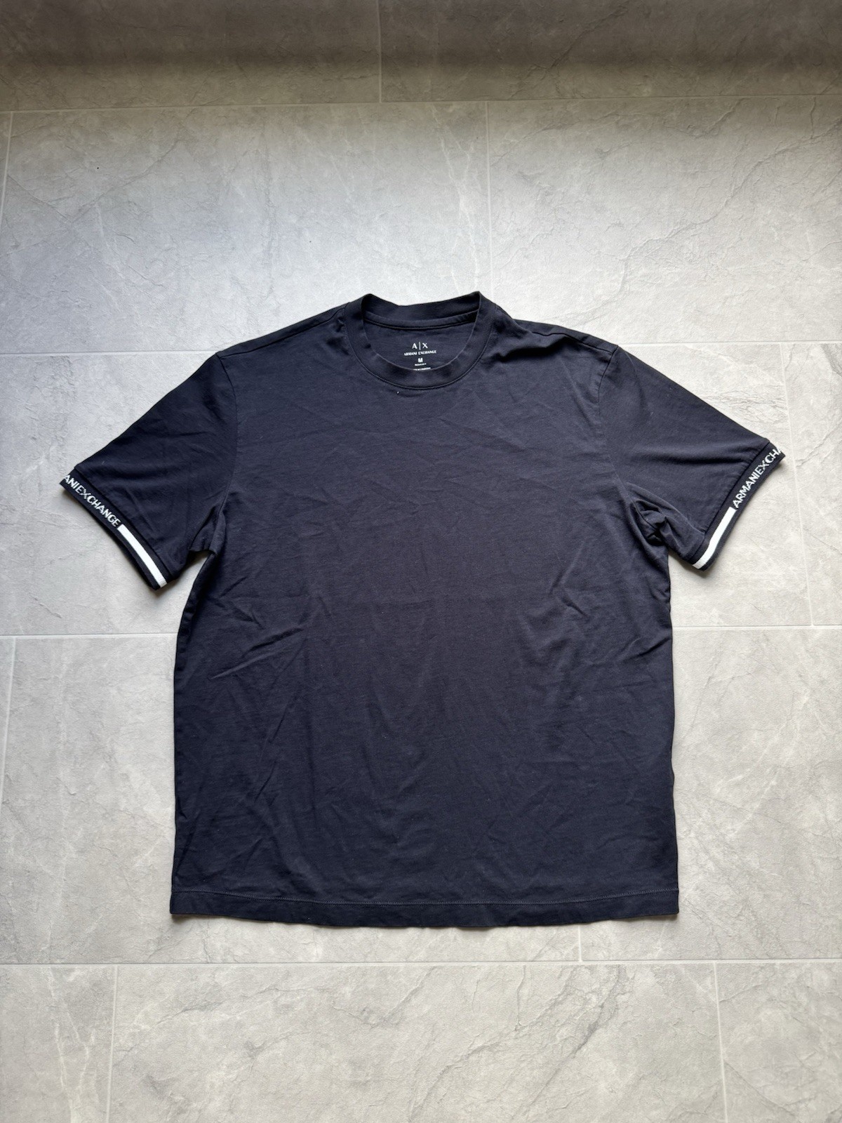 Armani Exchange Men’s Black Regular Fit Crew Neck Short Sleeve Logo Tee M