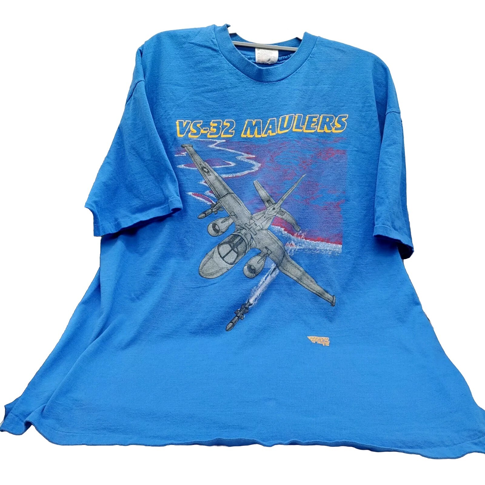 VS 32 Maulers Plane Tee Shirt Size XXL Blue 1994 Graphics Single Stitch Vintage