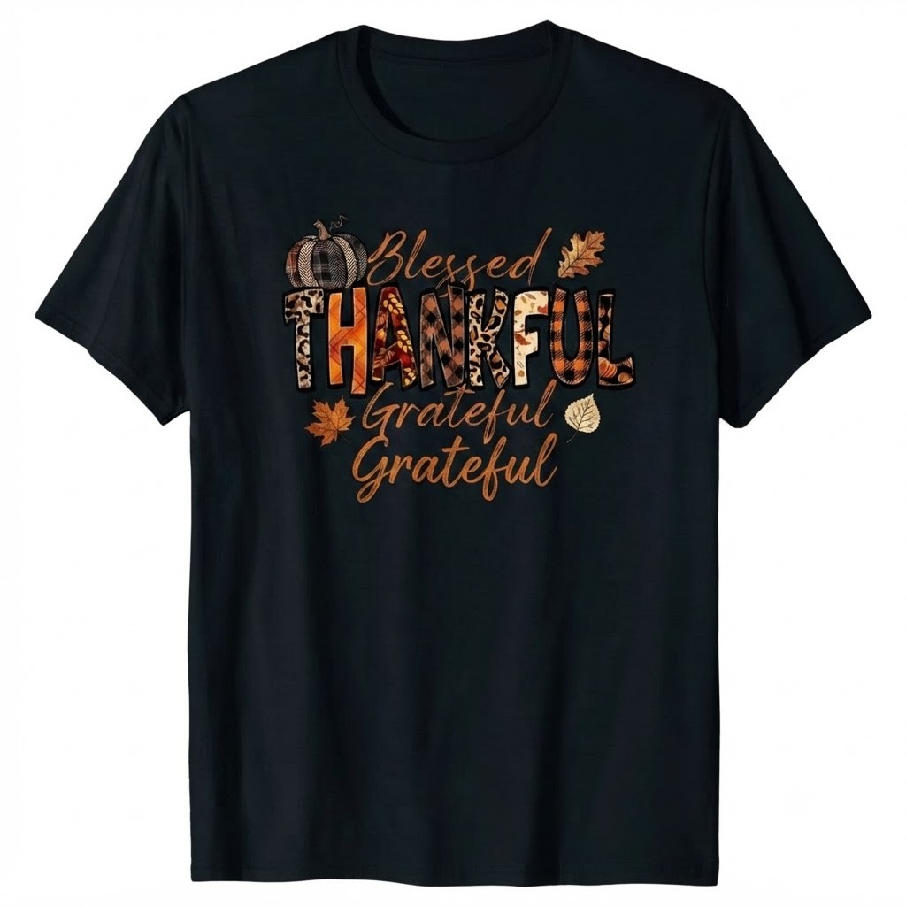 Blessed Thankful Grateful Thanksgiving Day Inspirational Quote T-shirt