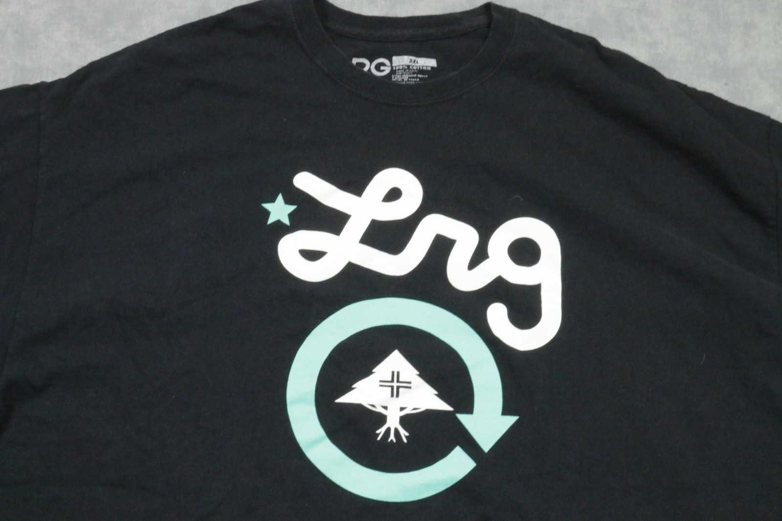 LRG Shirt Mens 2XL Black Graphic Logo Tee Short Sleeve Streetwear Urban Crewneck