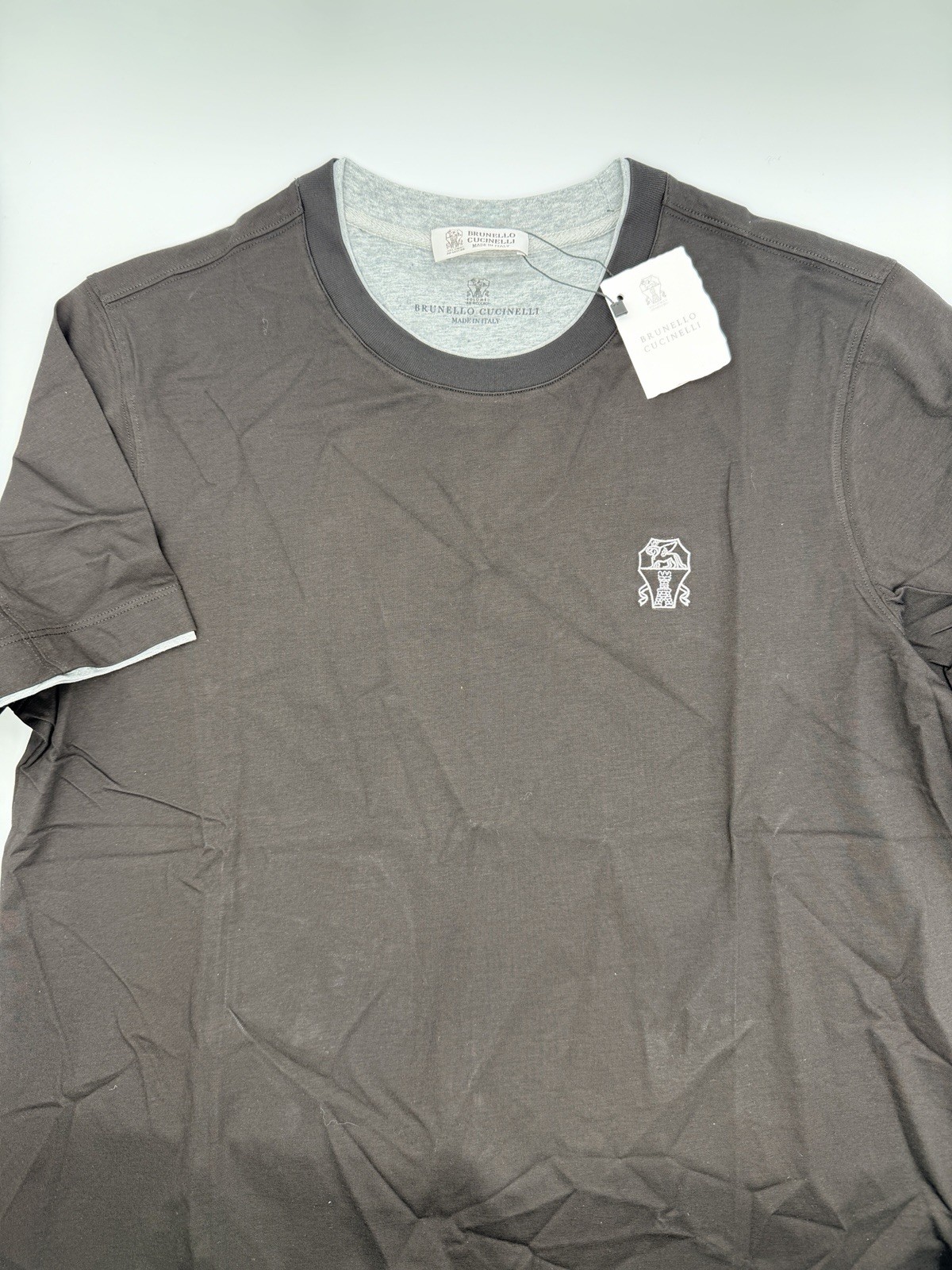 BRUNELLO CUCINELLI Black Embroidered Layered Short-Sleeve T-Shirt, Size XL