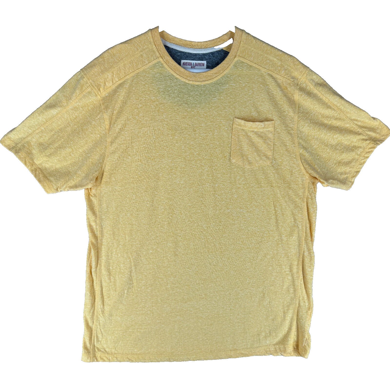 Hudson & Barrow Slim Men’s Size 2XL Solid Yellow Cotton Blend Crew-Neck T-Shirt