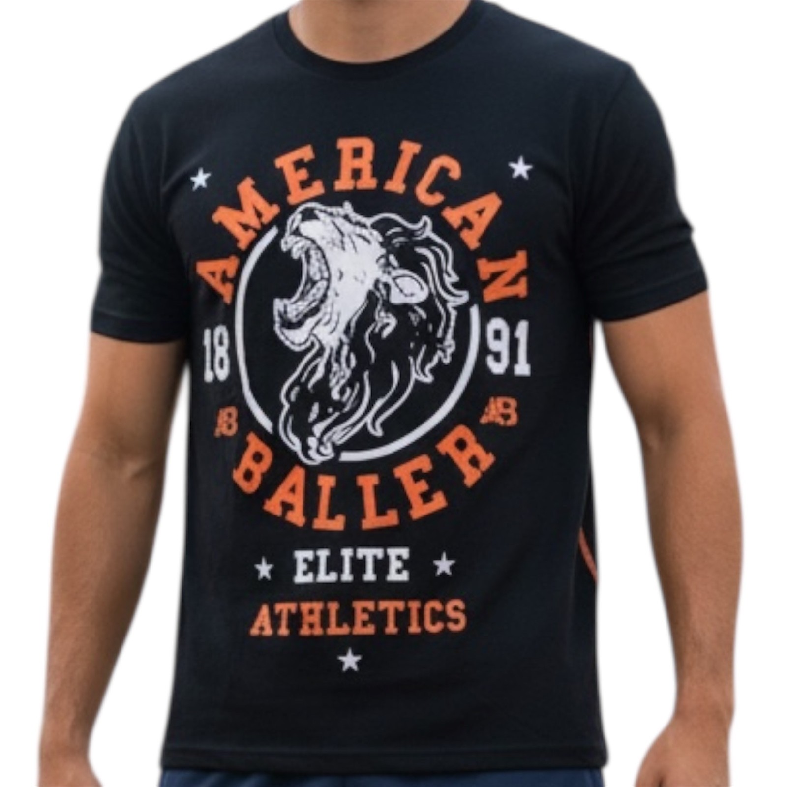 $40 AMERICAN FIGHTER BALLER Black ROAR Athletic Basketball Graphic T-shirt NWT