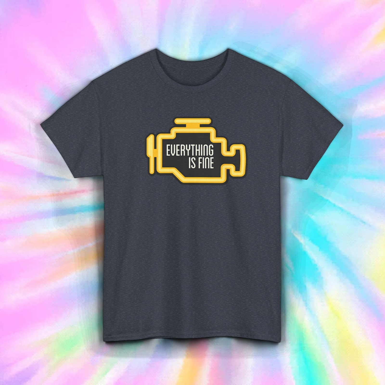 Funny Everything Is Fine Check Engine Light Mechanic T Shirt Car Humor S-5XL