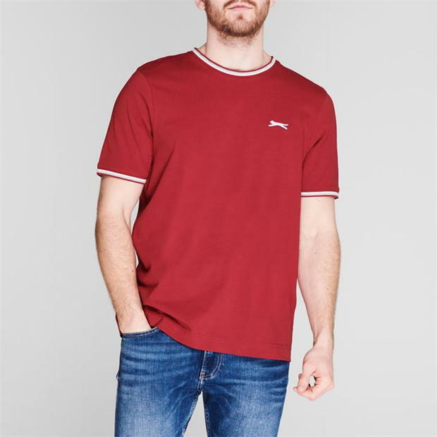 Mens Slazenger 100% Cotton Tipped Crew Neck T Shirt XS S M L XL XXL 3XL 4XL BNWT