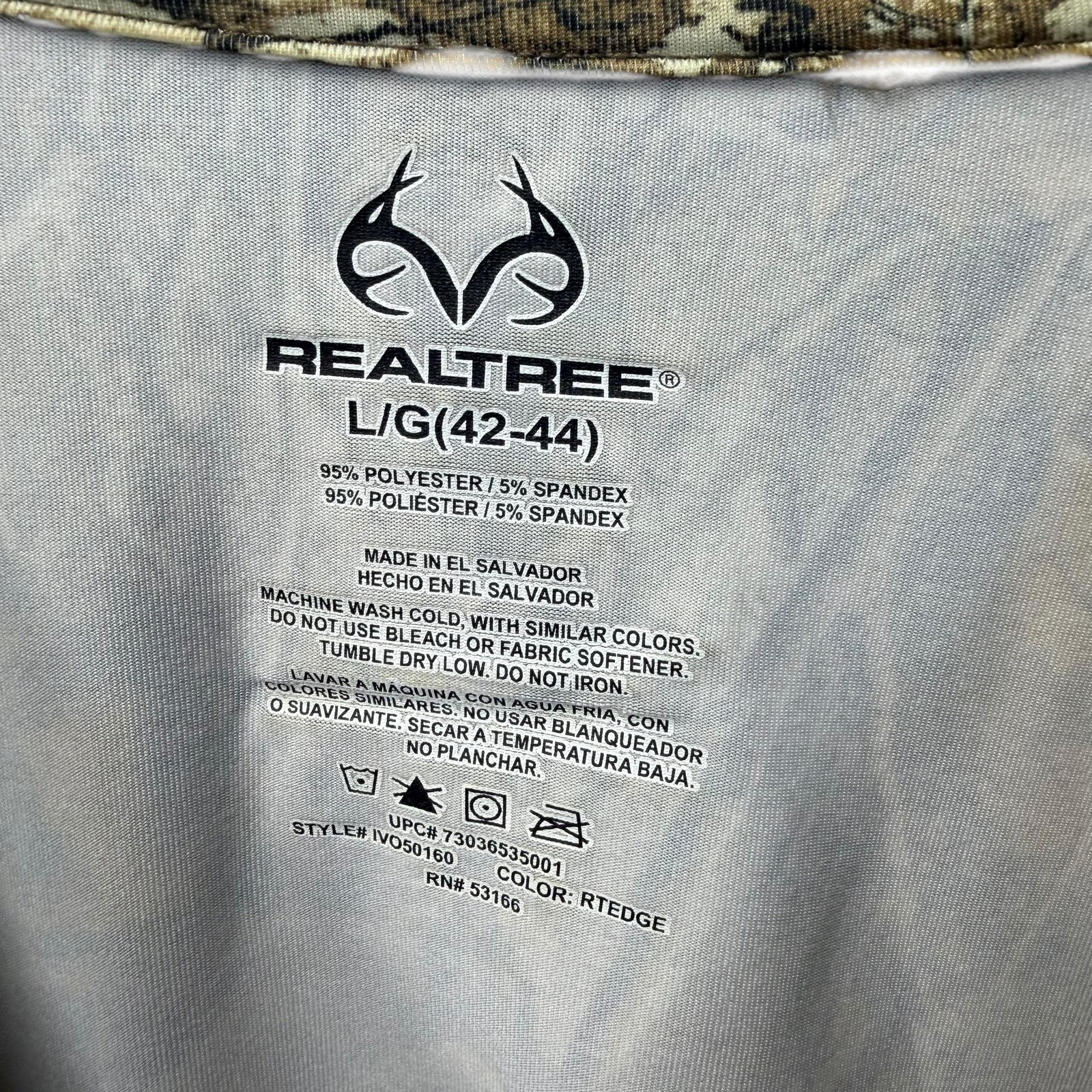 Realtree Shirt Mens L Brown Camo LOT OF 2 Long Sleeve Crewneck Polyester Spandex