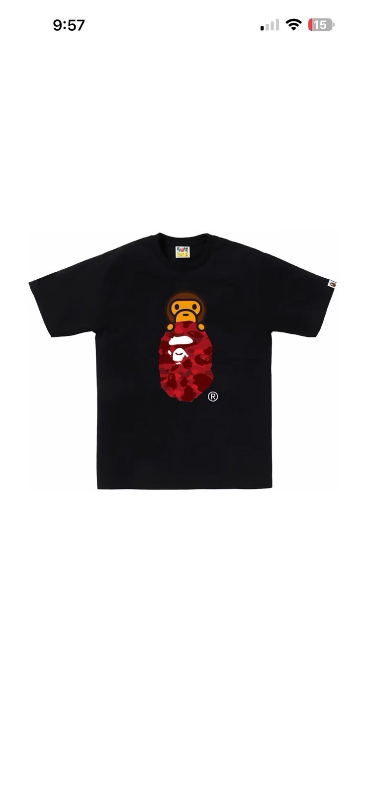 Bape Color Camo Baby Milo On Ape Head Tee 2XL Black/Red
