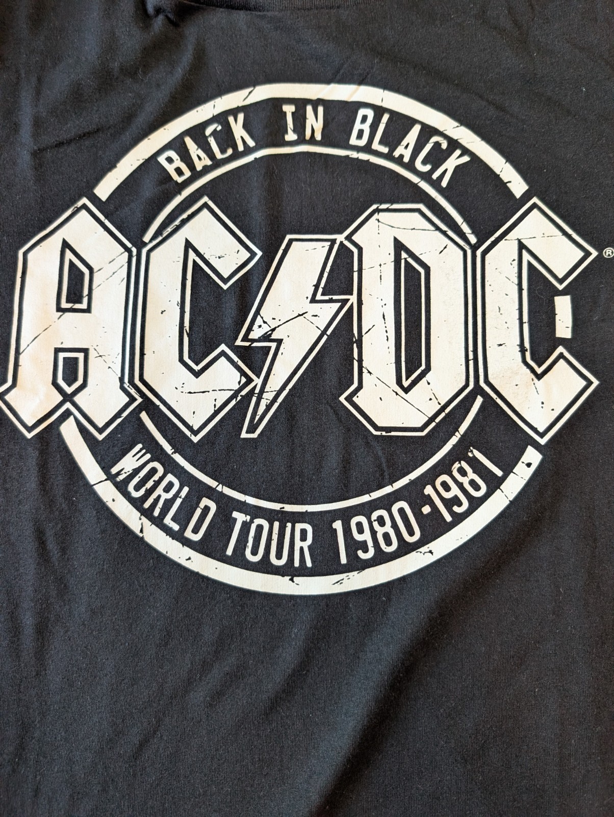 AC/DC Shirt Mens Small Black Back In Black World Tour 1980-1981 Graphic Tee NWOT