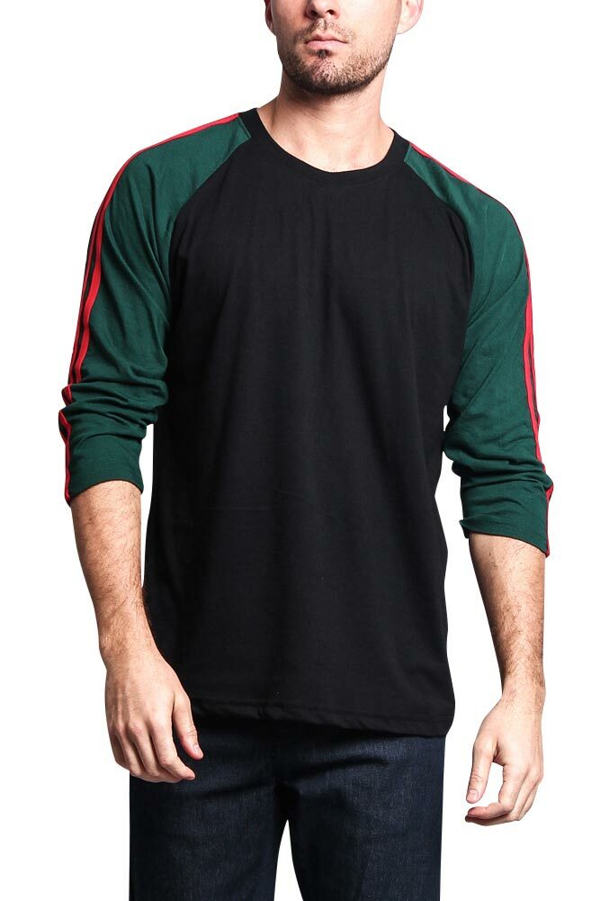 Men’s Baseball T Shirt with Stripes raglan 3/4 length sleeve Jersey TS7163-F7E