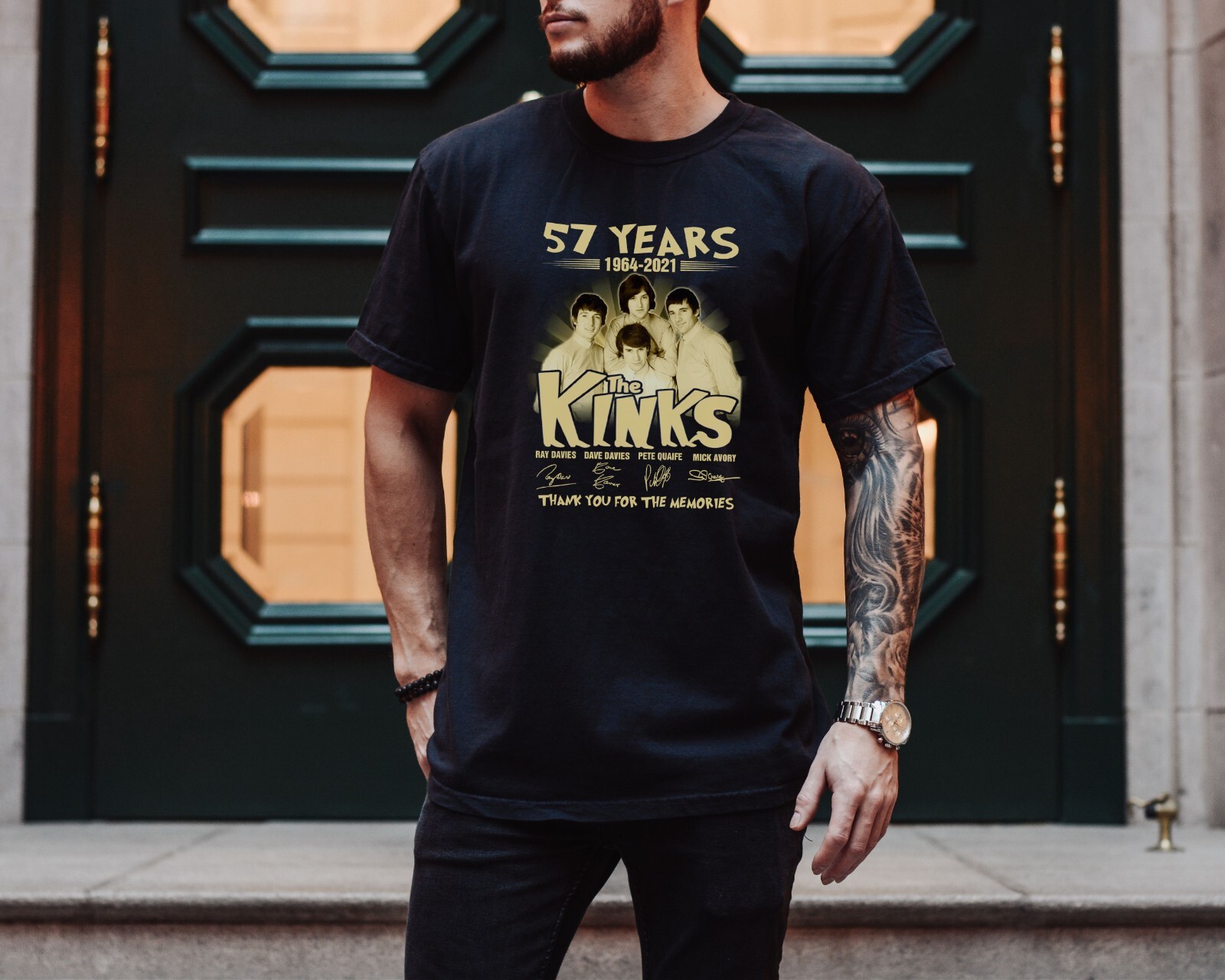 The Kinks 57 Years Anniversary T-Shirt on Vintage Black Comfort Colors 1717 Tee