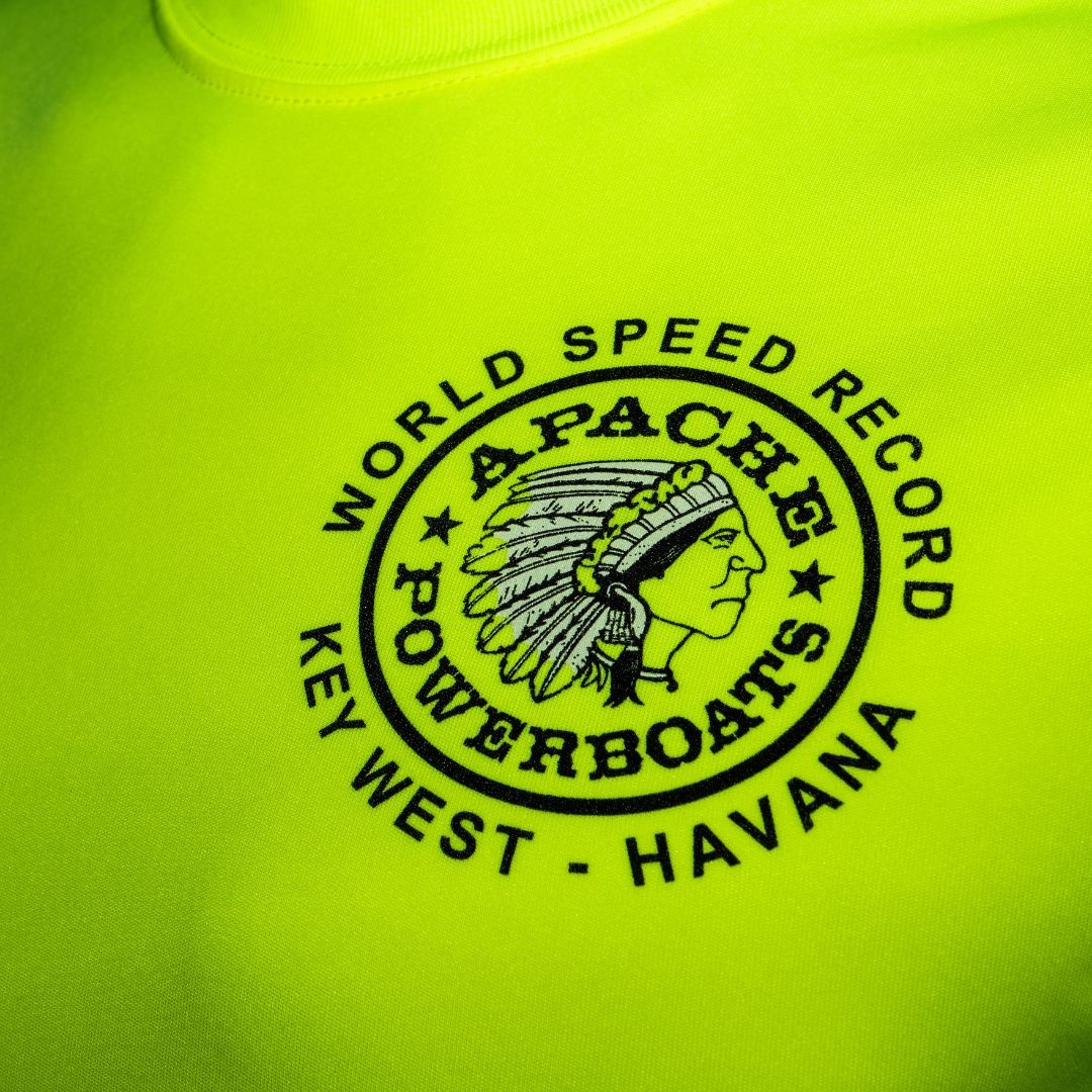 Official World Speed Record Apache Star Tee | Cotton/Performance | Safety Green