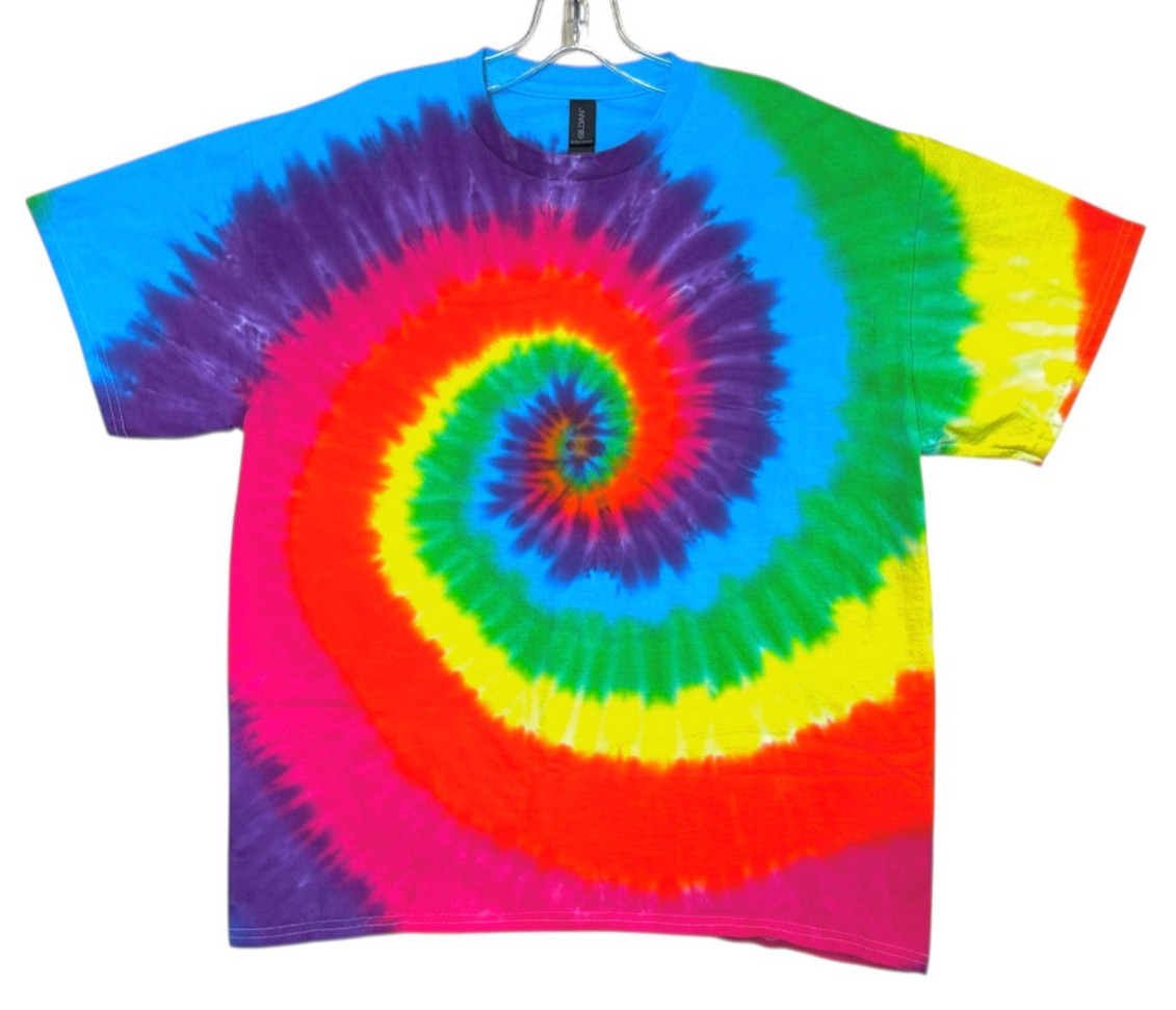 Tie Dye Shirt | Neon Rainbow Spiral | Handmade | Unisex | Tall | Women’s