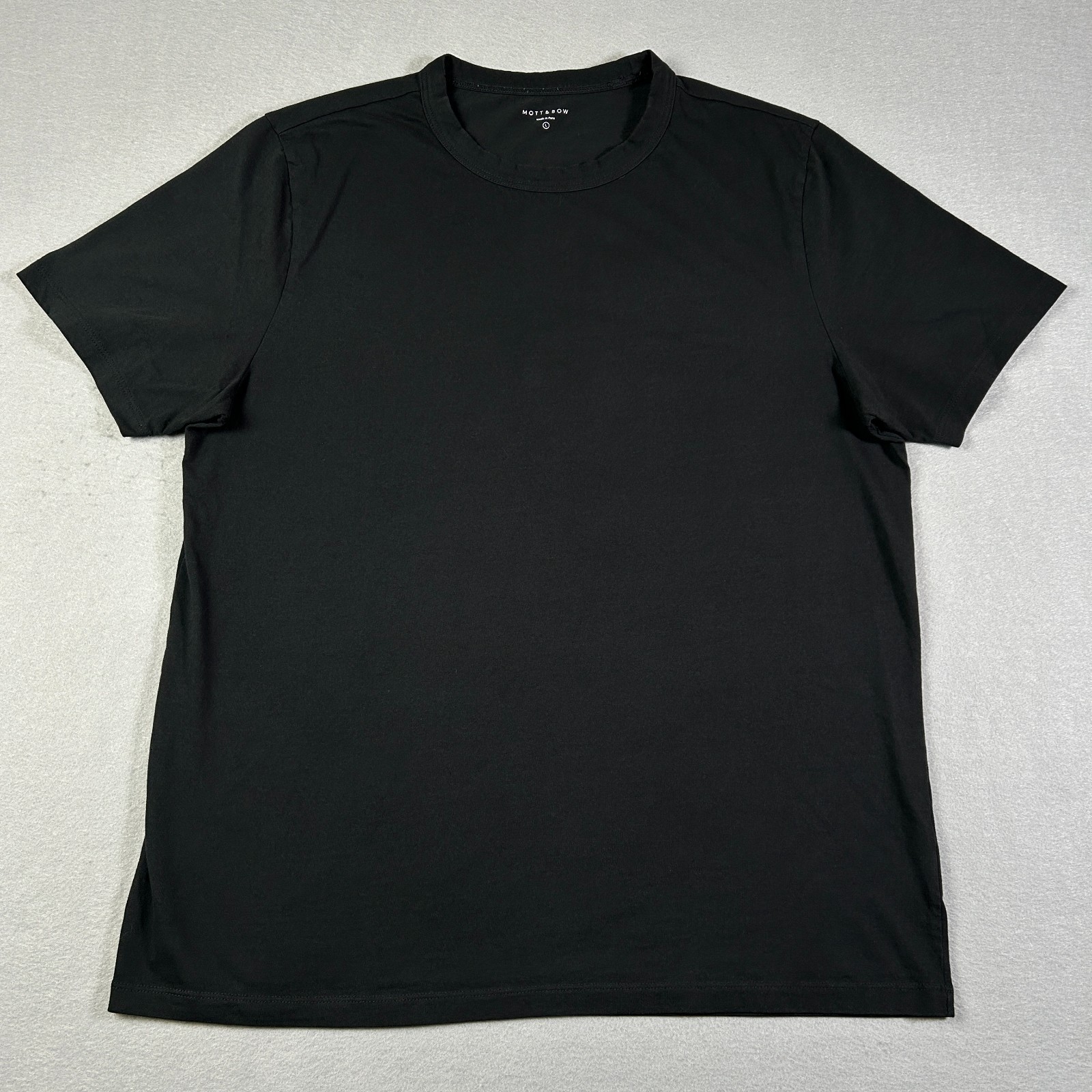 Mott & Bow The Driggs Men’s Large T-Shirt Black Crew Neck 100% Combed Cotton Tee