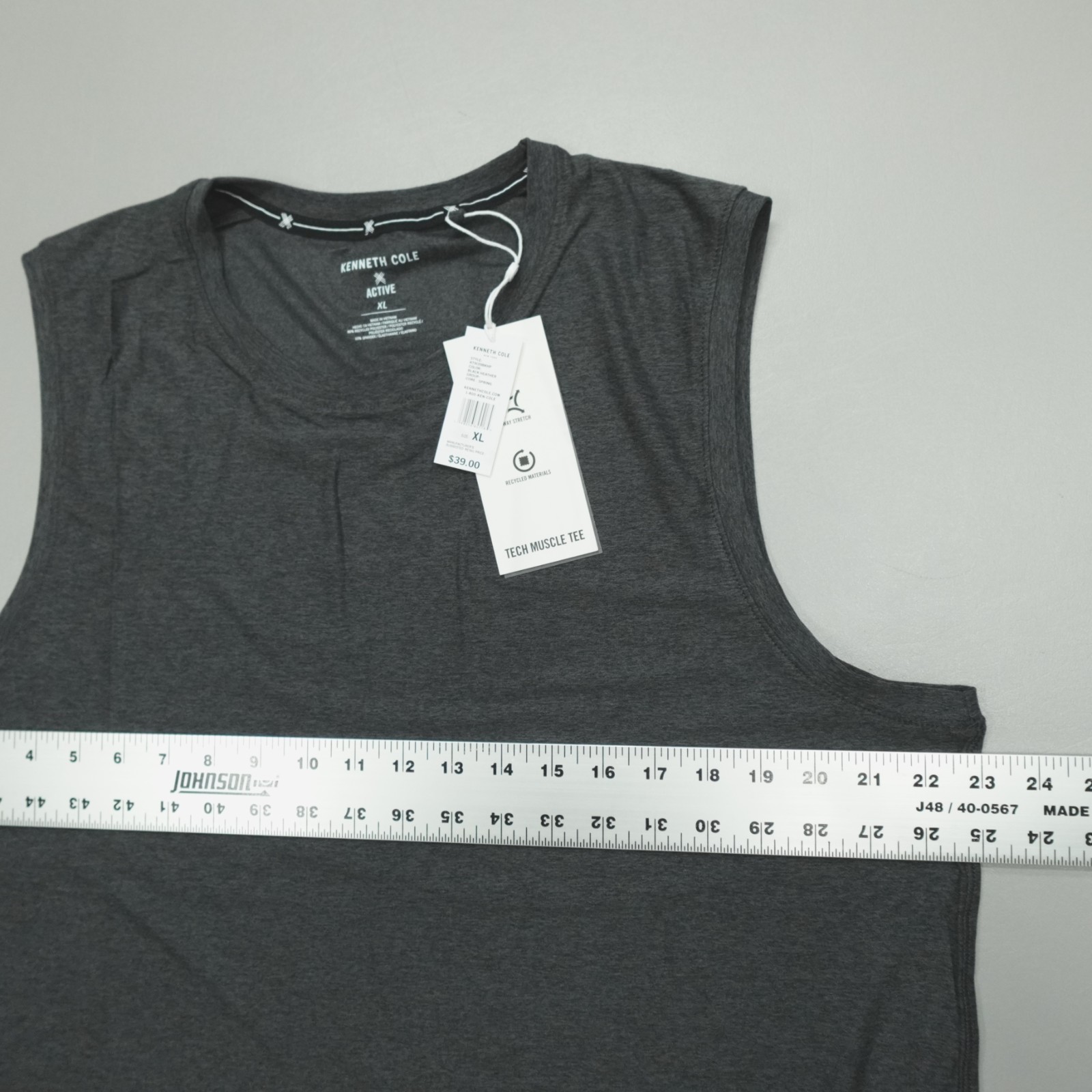Kenneth Cole Tech Muscle Tee 4 Way Stretch Recycled Black Heather