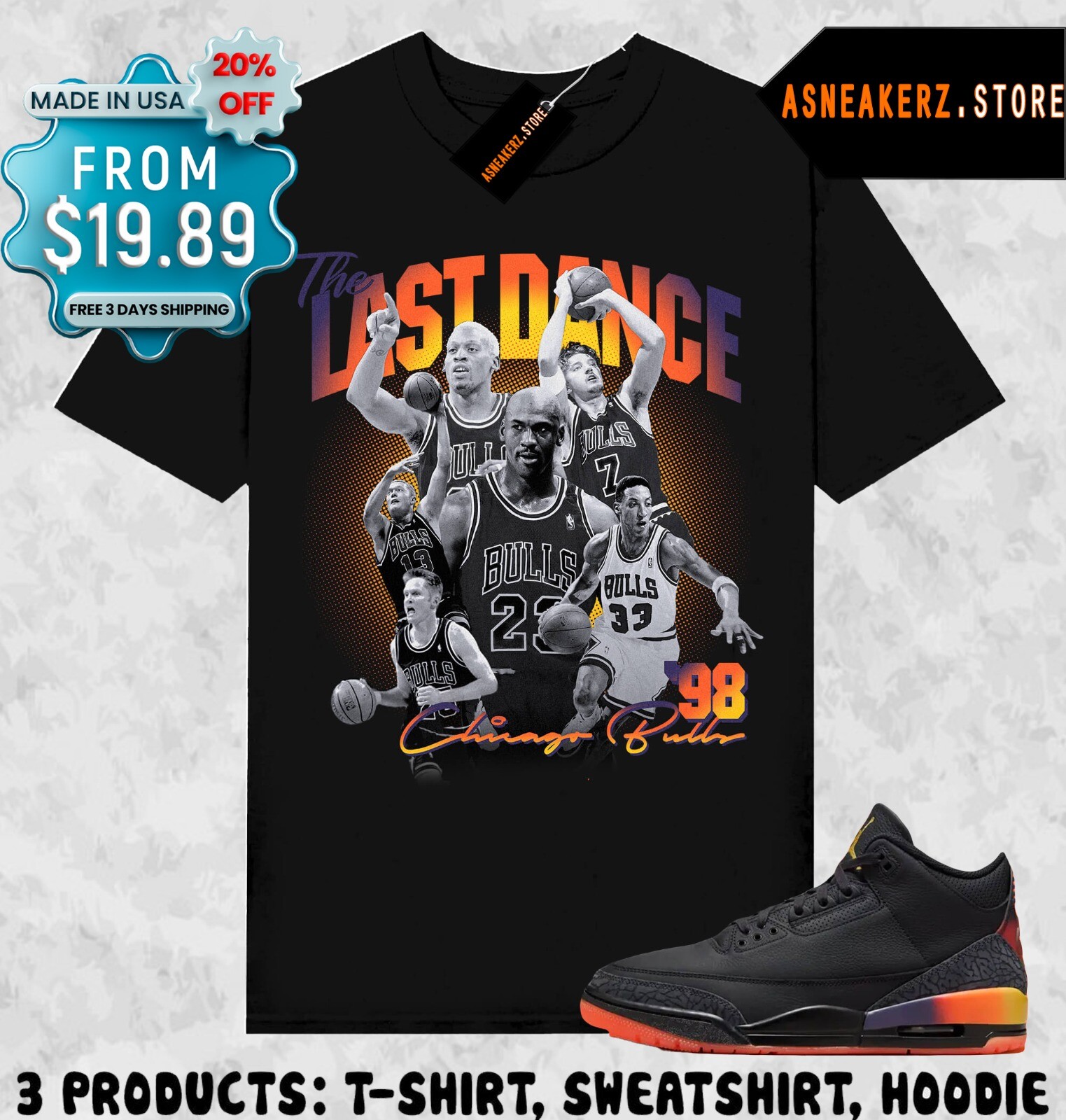 Tee Shirt Matching AJ 3 J Balvin Rio To Match Sneaker The Last Dance MJ T-Shirt