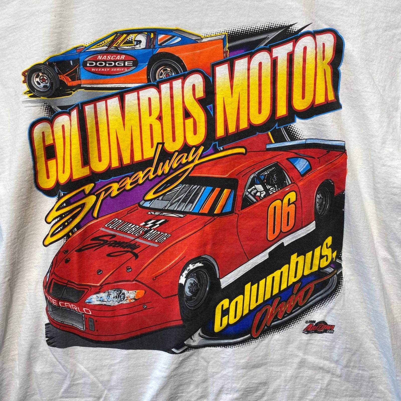 Vintage Columbus Motor Speedway Ohio T Shirt NASCAR Dodge Weekly Series White XL