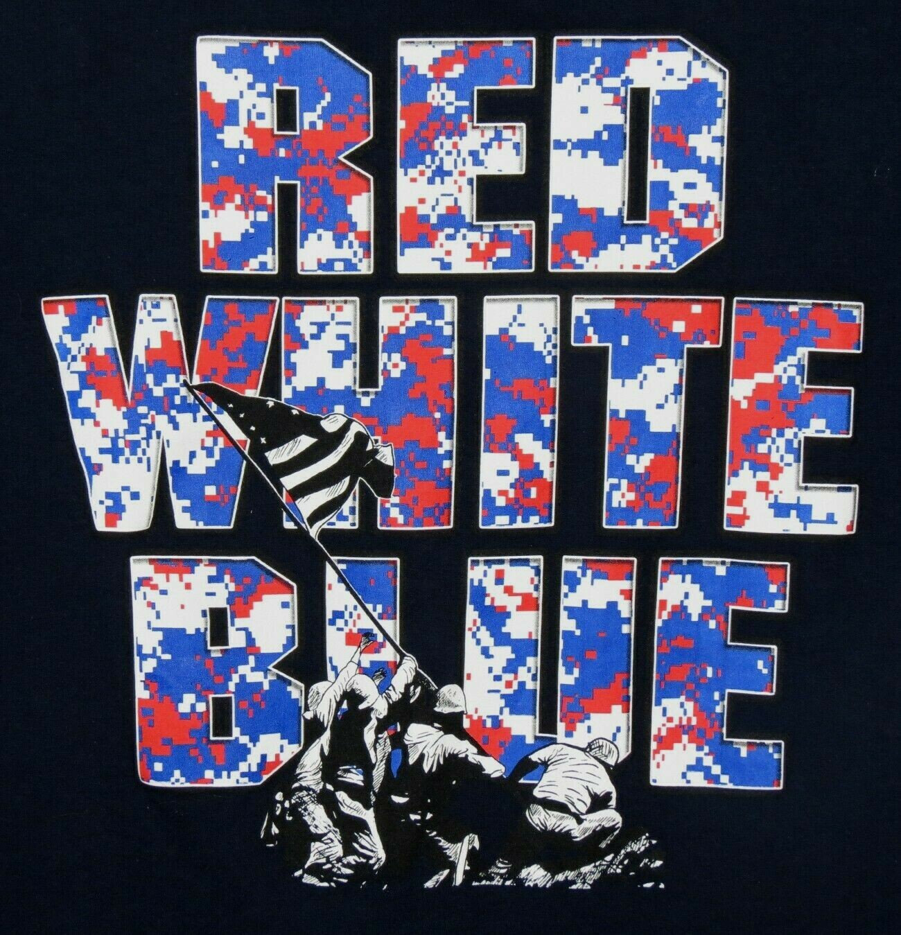 USA Red White Blue Raising The Flag Adult Size XL Short Sleeve Tee T-Shirt Nice!
