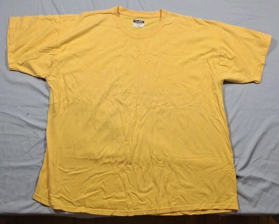 2 PLUMA Heavyweight Cotton Blank T-shirts Canary Yellow Vintage Tagless Size 2XL