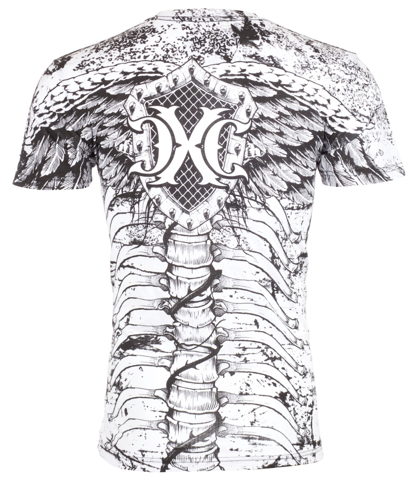 XTREME COUTURE by AFFLICTION White ANATOMY Short Sleeve Slim Fit Y2K T-shirt NWT