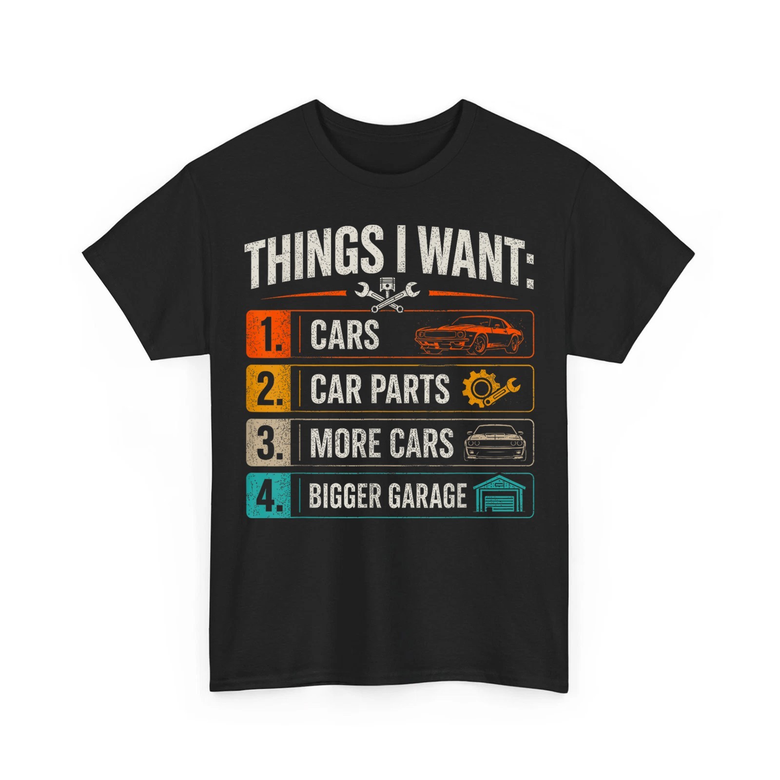 Things I Want Funny Car Enthusiast Auto Mechanic Engine Men T-Shirt
