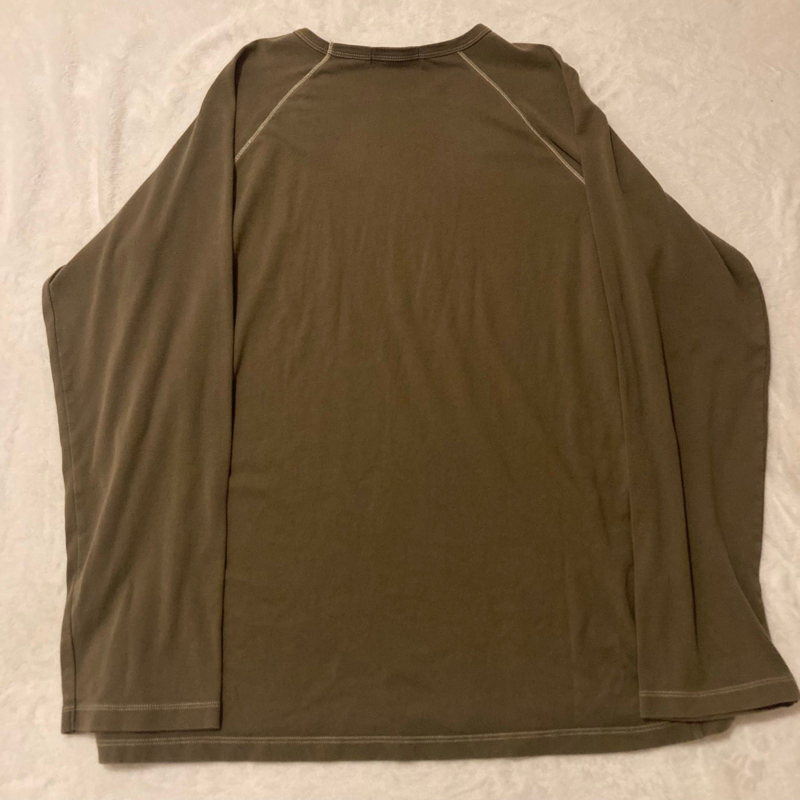 J.Crew Long Sleeve T-Shirt Mens XL Olive Brown Cotton Raglan Contrast Stitch Tee