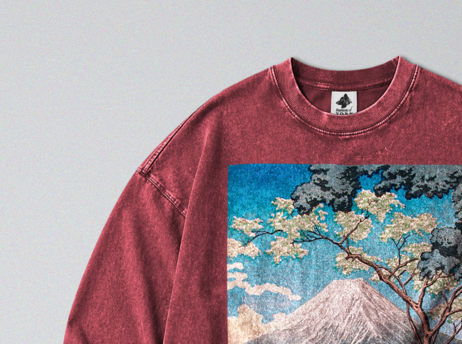 100% Cotton Long Sleeve Tee – Retro Oversized Fit – Unisex – Japan’s Mt Fuji