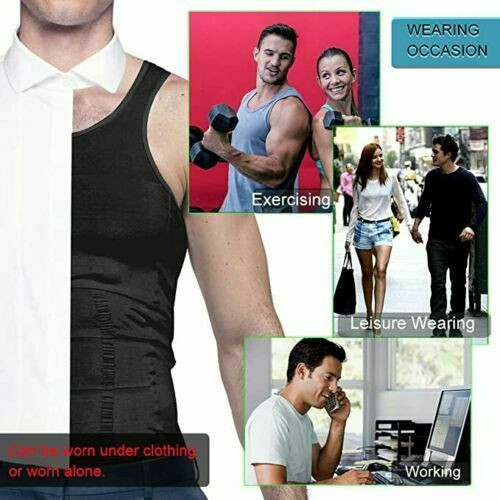 Men Body Slimming Vest Tummy Shaper Underwear Compression Waist Trainer Tank Top