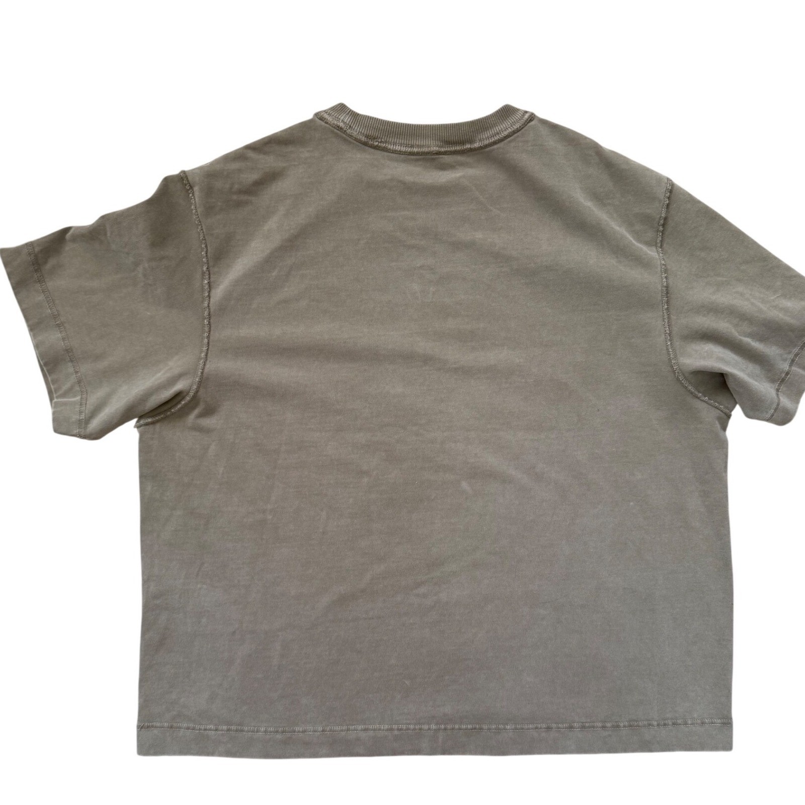 Abercrombie & Fitch Premium Essentials Cropped Tee Mens Small Olive Brown Shirt
