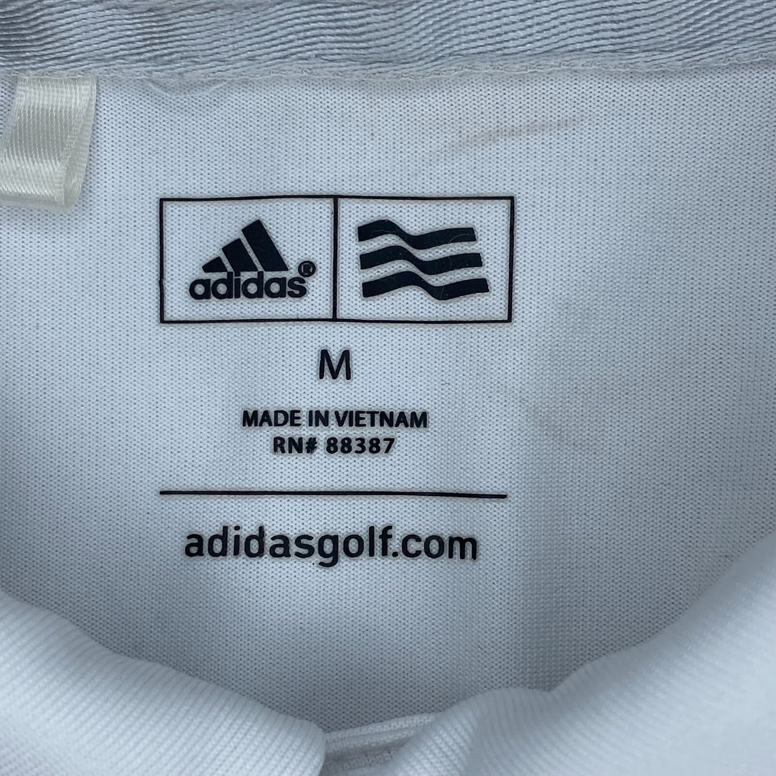 ADIDAS Shirt Mens Medium Dry Fit Golf Polo White Black Stripes Short Sleeves