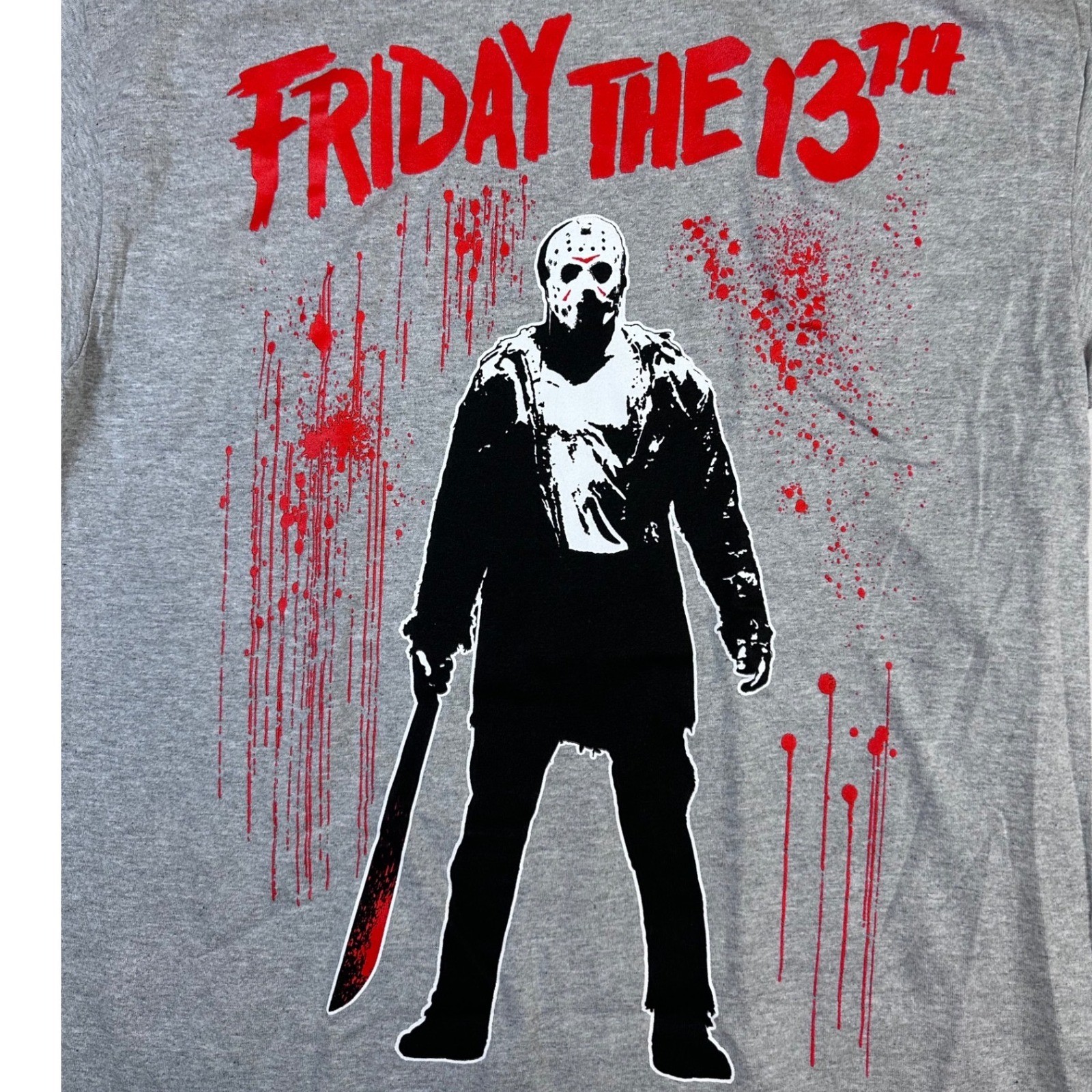 New Friday the 13th Jason Voorhees Graphic T-Shirt Grey Horror Movie Mens Large