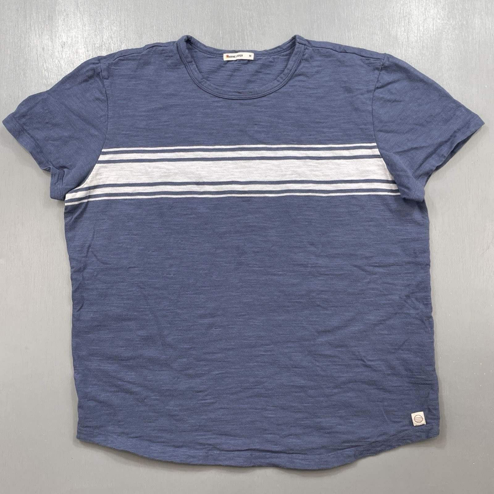 Marine Layer Shirt Mens Medium Slub Cotton Crew Striped Casual Beach Surf Tee T