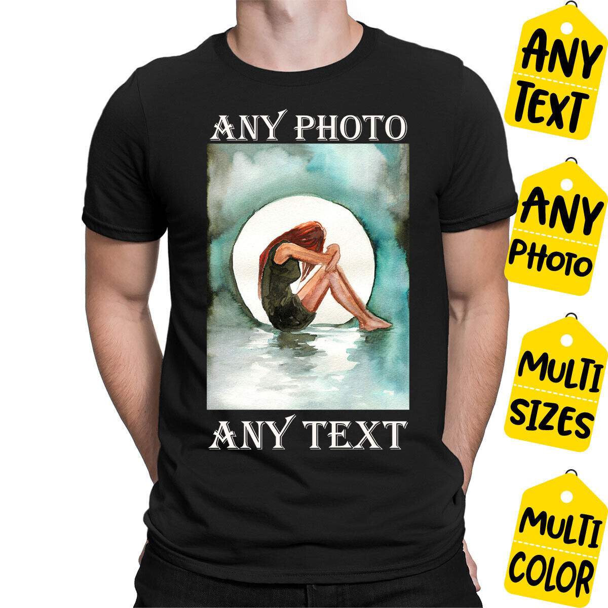 Personalised Your Photo Text Printed Logo Stag Hen Party Mens T-Shirt#DNE 1T9A5